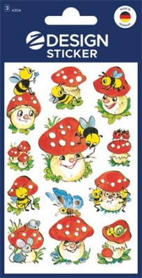 Matrica, papír, 3 ív, 76x120 mm, AVERY ZWECKFORM, "Z-Design No.4304", gombák