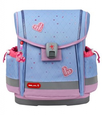 Iskolatáska, mágneszárral, BELMIL "Classy Plus Lavander", lila szivecske