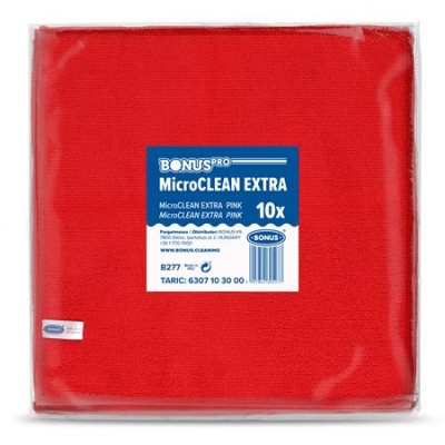 Törlőkendő, univerzális, 10 db, 40x40 cm, BONUS "MicroCLEAN Extra", piros