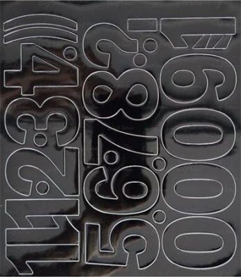 Öntapadós matrica, 5 cm-es, számlap, fekete