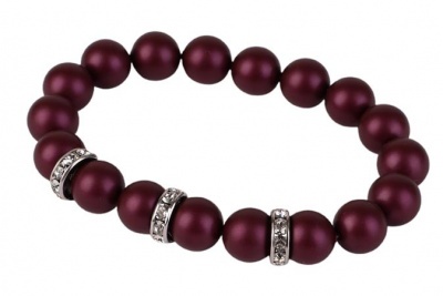 Karkötő, ametiszt lila SWAROVSKI® gyöngyből, fehér rondella kristállyal, 10mm, ART CRYSTELLA® M