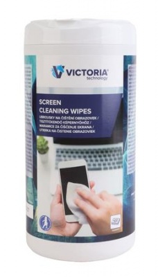 Tisztítókendő, képernyőhöz, 100 db, VICTORIA TECHNOLOGY
